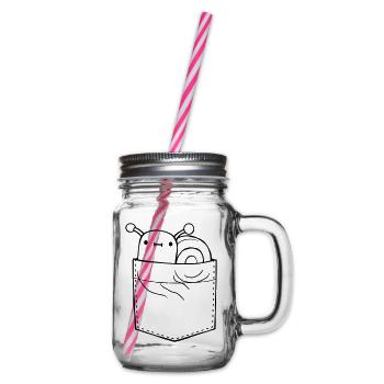 On the go snail shirt pocket - Glass jar with handle and screw cap - clear - Right