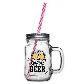 Persuades beer saying - Glass jar with handle and screw cap - clear - Right