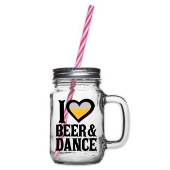 Love Beer and Dance - Henkelglas mit Schraubdeckel - Klar - Rechts