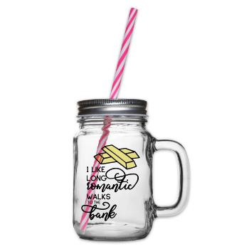 GOLD LOVE MAKING MONEY STOCK EXCHANGE LOVE MOTIF - Glass jar with handle and screw cap - clear - Right