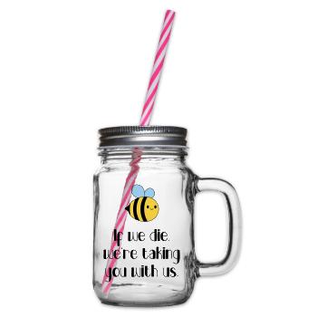 Ecology - Let's protect the bees! - Glass jar with handle and screw cap - clear - Right