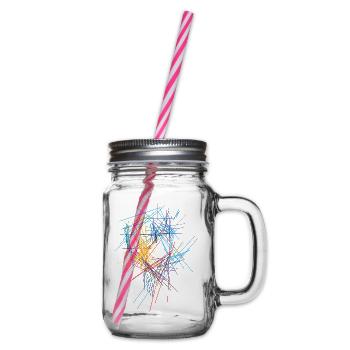 Colors Strokes Design - Glass jar with handle and screw cap - clear - Right