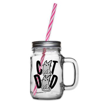 Logo de texte Cat Dad - Bocal à boisson - transparent - Droite