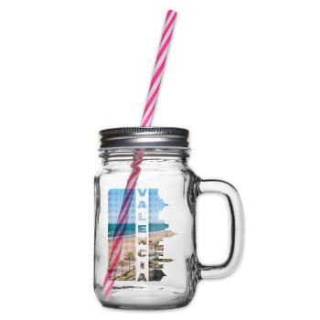 Valencia Spain City Skyline Holiday Summer - Glass jar with handle and screw cap - clear - Right