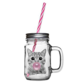 Bubble Cat - Glass jar with handle and screw cap - clear - Right