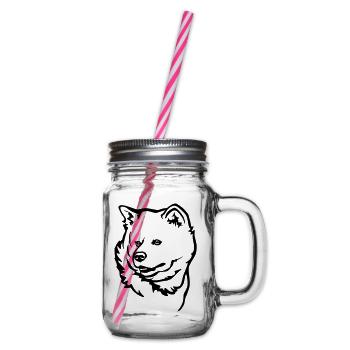 Akita Kopf - Henkelglas mit Schraubdeckel - Klar - Rechts
