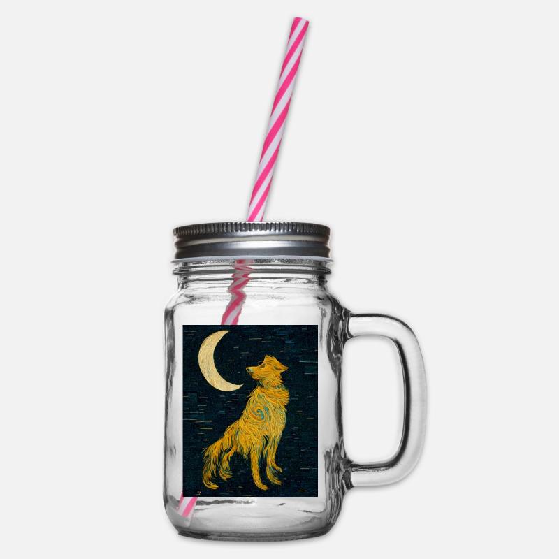 Peinture de lune de chien - Bocal à boisson - transparent