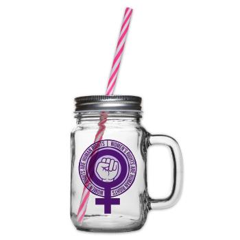 womens rights feminist quote - Glass jar with handle and screw cap - clear - Right