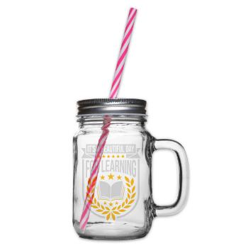 beautiful day for learning - Glass jar with handle and screw cap - clear - Right