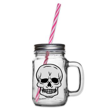 Horror Halloween Totenkopf Design - Henkelglas mit Schraubdeckel - Klar - Rechts