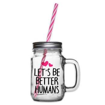 Man People Earth Saying - Glass jar with handle and screw cap - clear - Right