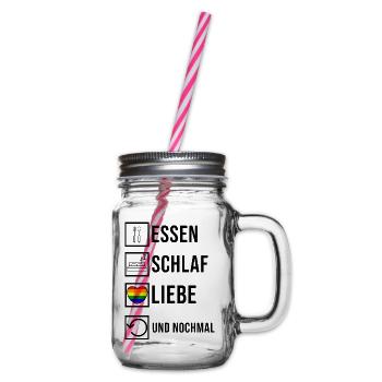 Regenbogenfahne Herz Statement Liebe Lgbt Schwul - Henkelglas mit Schraubdeckel - Klar - Rechts