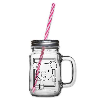 Koala in geometrischer Form - Line-Art-Design - Henkelglas mit Schraubdeckel - Klar - Rechts