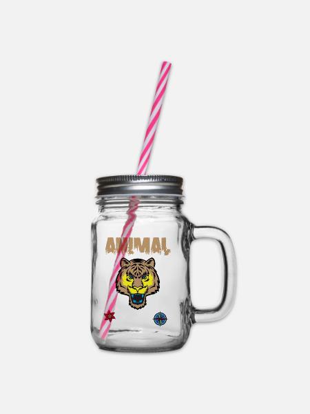 Dessin de visage de tigre - Bocal à boisson - transparent