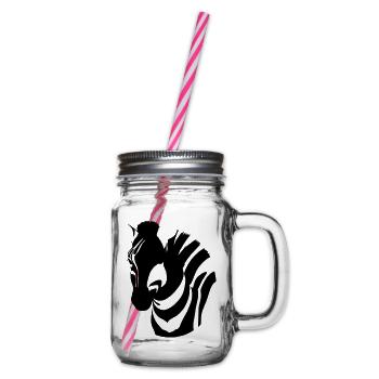 Fun Zebra Cartoon Natur Tier Safari Vektor 9 - Henkelglas mit Schraubdeckel - Klar - Rechts