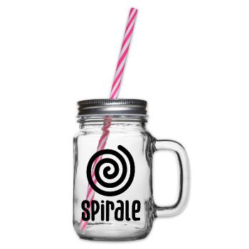Techno music house spiral gift - Glass jar with handle and screw cap - clear - Right