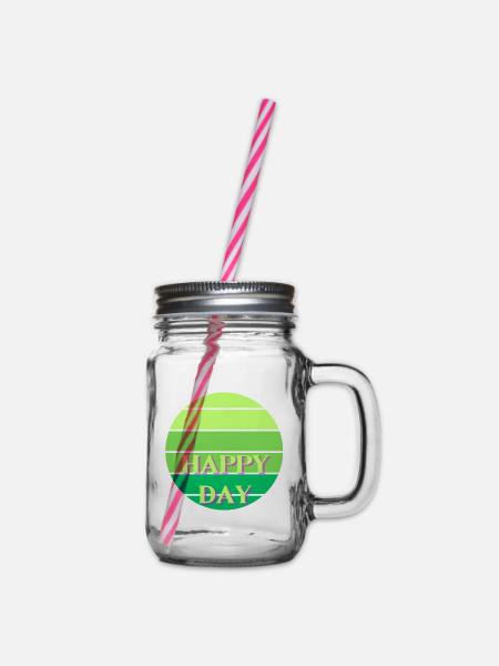 HAPPY DAY 1 - Henkelglas mit Schraubdeckel - Klar