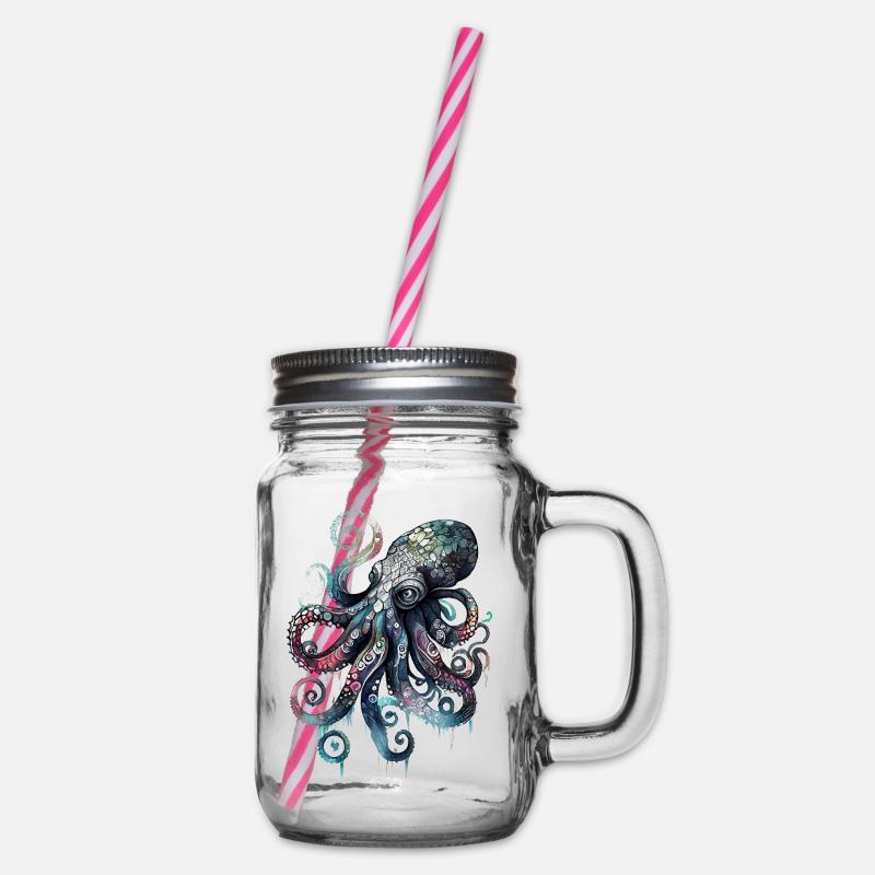 Cool Aquarelle Aquarelle Octopus Design - Bocal à boisson - transparent