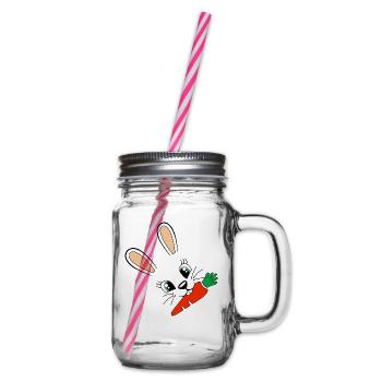 Bunny Bunny Carrot Easter Bunny Easter Girl Kids - Glass jar with handle and screw cap - clear - Right