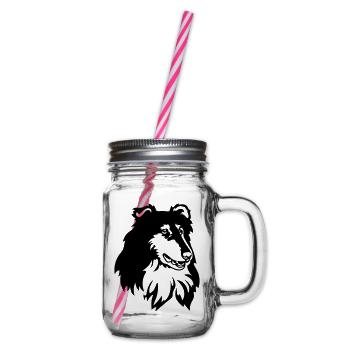 Collie Kopf - Henkelglas mit Schraubdeckel - Klar - Rechts