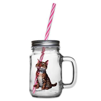 Kätzchen Bengalkatze Katze Katzenbesitzer Kater - Henkelglas mit Schraubdeckel - Klar - Rechts