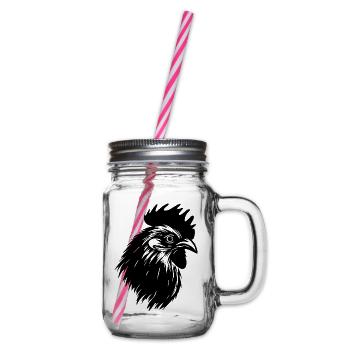 Chicken Chicken House Poultry Rooster Farm - Glass jar with handle and screw cap - clear - Right