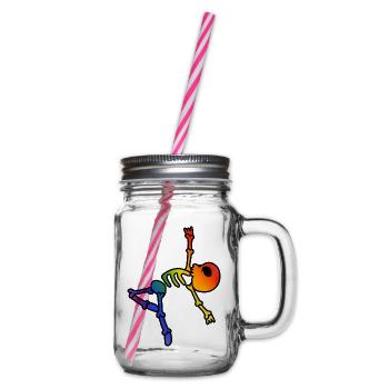 Dancing Skeletons Rainbow LGBT Pride Month - Glass jar with handle and screw cap - clear - Right