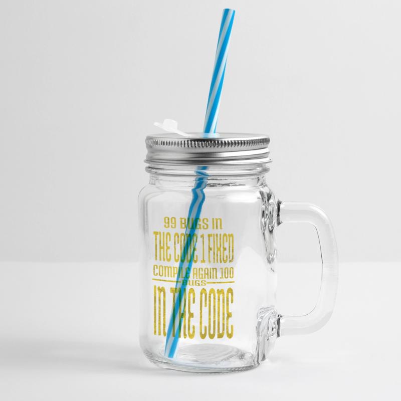 frontend developer computer programming present Glass jar with handle and screw cap