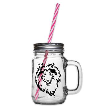Collie Kopf - Henkelglas mit Schraubdeckel - Klar - Rechts
