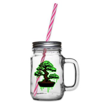 Tree Bonsai Symbol - Glass jar with handle and screw cap - clear - Right