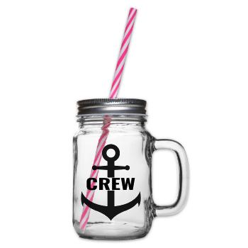 Crew with anchor the team design - Glass jar with handle and screw cap - clear - Right