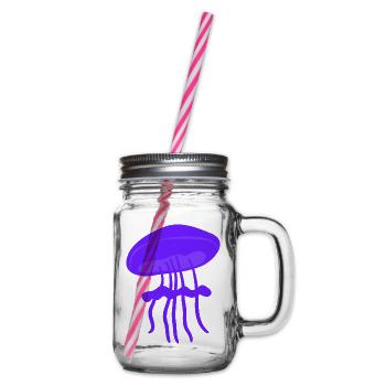Beautiful jellyfish - Glass jar with handle and screw cap - clear - Right