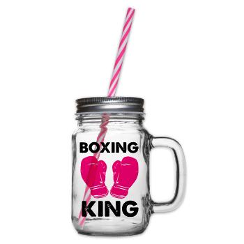 Boxing King - Glass jar with handle and screw cap - clear - Right