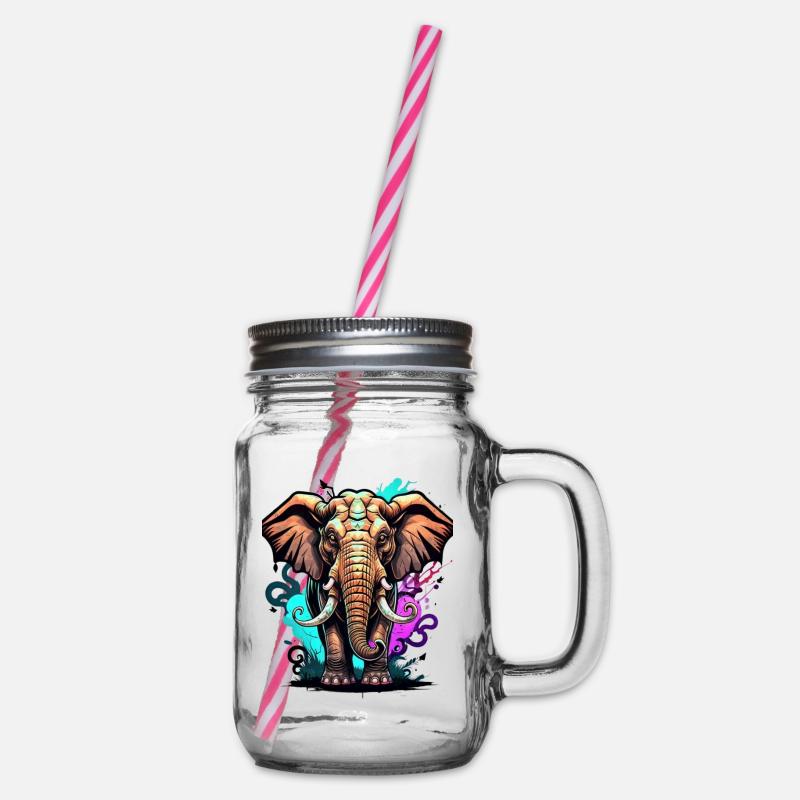 Graffiti éléphant - Bocal à boisson - transparent