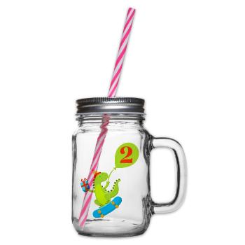 2. Geburtstag Niedlicher Dinosaurier - Henkelglas mit Schraubdeckel - Klar - Rechts