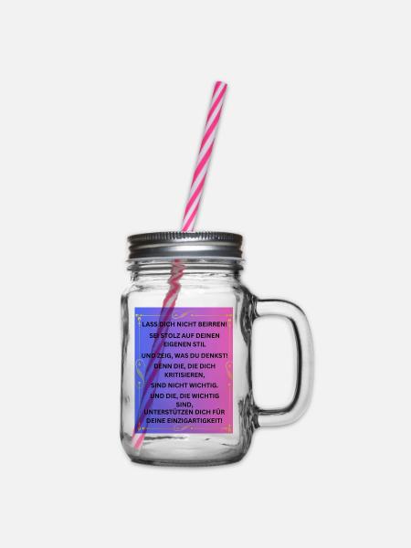 Motivation Zielsetzung Stil Selbstvertrauen - Henkelglas mit Schraubdeckel - Klar