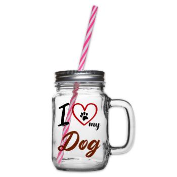 i love my dog 02 - Glass jar with handle and screw cap - clear - Right