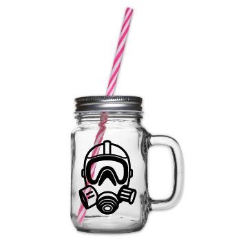 Gas Mask - Glass jar with handle and screw cap - clear - Right