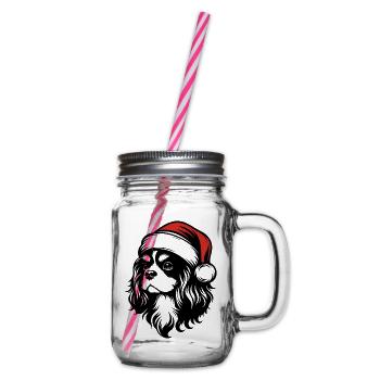 Cavalier King Christmas - Elegant Gift - Glass jar with handle and screw cap - clear - Right