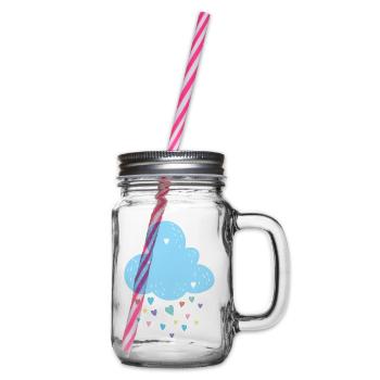 Pastel Cloud Hearts Shower - Glass jar with handle and screw cap - clear - Right