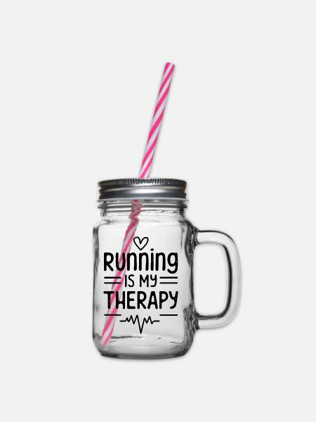 Running is my therapy humour coureuse thérapie - Bocal à boisson - transparent