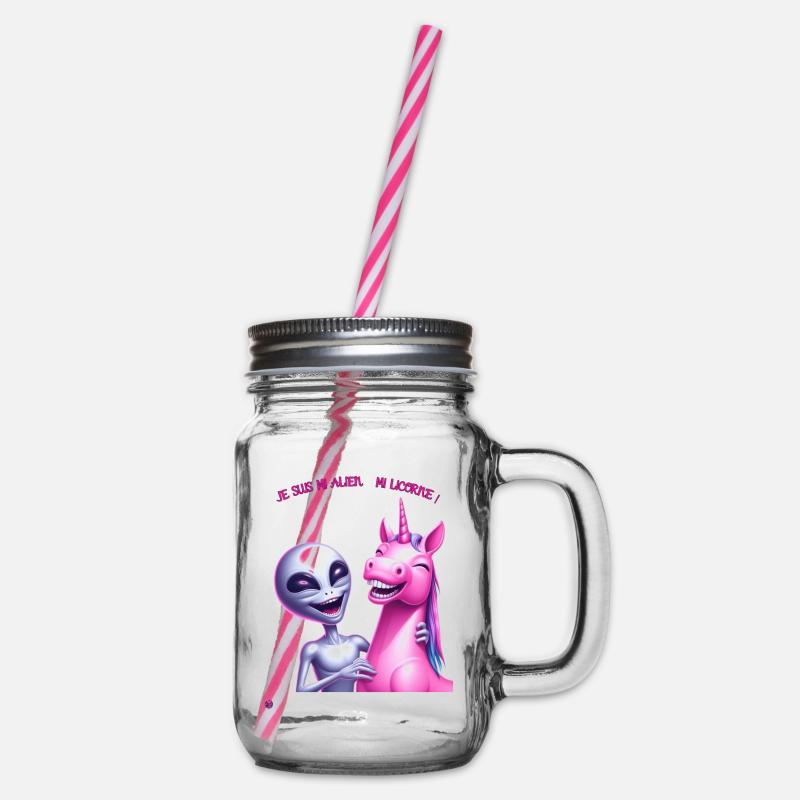 Alien et licorne - Bocal à boisson - transparent