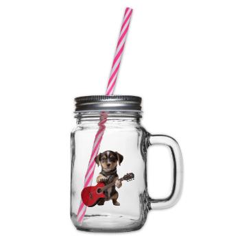 Dog Puppy Gitarre - Henkelglas mit Schraubdeckel - Klar - Rechts