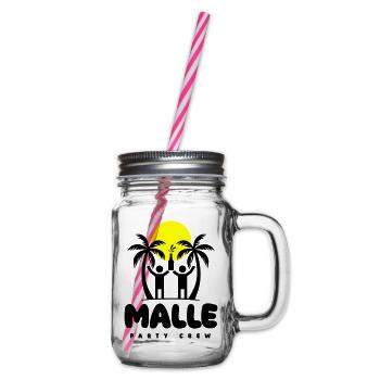 Malle Party Crew Mallorca Spruch - Henkelglas mit Schraubdeckel - Klar - Rechts