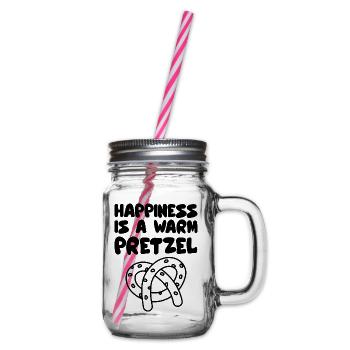 happiness is a warm pretzel - Glass jar with handle and screw cap - clear - Right