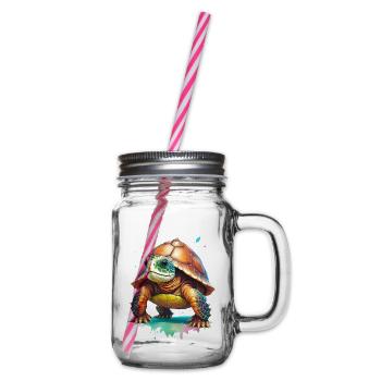 Turtle - Glass jar with handle and screw cap - clear - Right