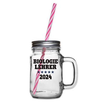 Biologielehrer 2024 Beruf Studium Lehramt Biologie - Henkelglas mit Schraubdeckel - Klar - Rechts