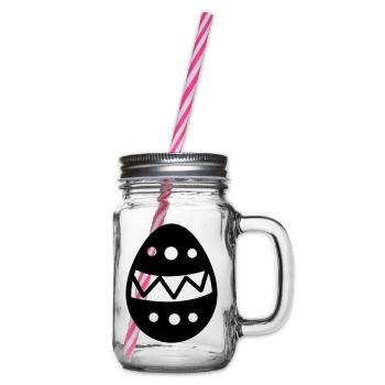Easter Egg - Glass jar with handle and screw cap - clear - Right
