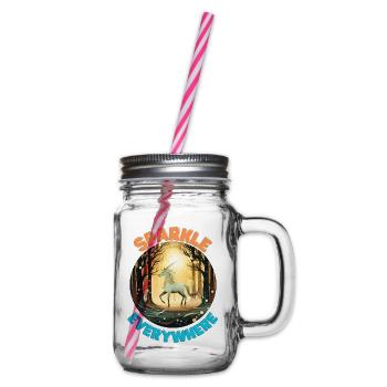 Unicorn8 - Glass jar with handle and screw cap - clear - Right