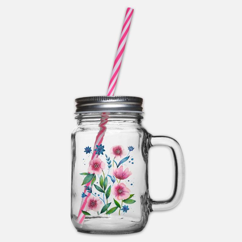 Blumen - Henkelglas mit Schraubdeckel - Klar